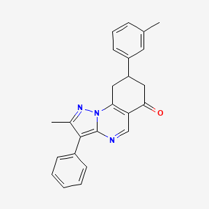 molecular formula C24H21N3O B11447387 2-methyl-8-(3-methylphenyl)-3-phenyl-8,9-dihydropyrazolo[1,5-a]quinazolin-6(7H)-one 