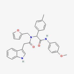 molecular formula C31H29N3O4 B11447394 N-(furan-2-ylmethyl)-2-(1H-indol-3-yl)-N-{2-[(4-methoxyphenyl)amino]-1-(4-methylphenyl)-2-oxoethyl}acetamide CAS No. 871700-31-1