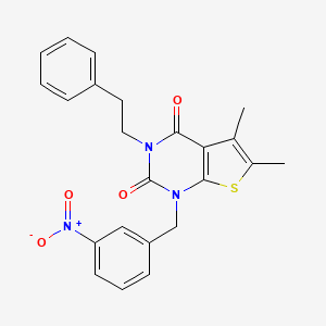 molecular formula C23H21N3O4S B11447407 5,6-dimethyl-1-[(3-nitrophenyl)methyl]-3-(2-phenylethyl)-1H,2H,3H,4H-thieno[2,3-d]pyrimidine-2,4-dione 