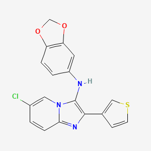 molecular formula C18H12ClN3O2S B11447436 N-(1,3-benzodioxol-5-yl)-6-chloro-2-(thiophen-3-yl)imidazo[1,2-a]pyridin-3-amine 