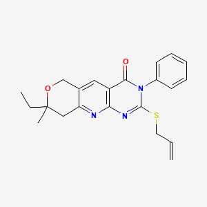 13-ethyl-13-methyl-6-phenyl-5-prop-2-enylsulfanyl-12-oxa-2,4,6-triazatricyclo[8.4.0.03,8]tetradeca-1,3(8),4,9-tetraen-7-one