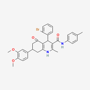 4-(2-bromophenyl)-7-(3,4-dimethoxyphenyl)-2-methyl-N-(4-methylphenyl)-5-oxo-1,4,5,6,7,8-hexahydroquinoline-3-carboxamide