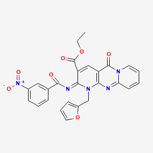 molecular formula C26H19N5O7 B11447482 ethyl 7-(furan-2-ylmethyl)-6-(3-nitrobenzoyl)imino-2-oxo-1,7,9-triazatricyclo[8.4.0.03,8]tetradeca-3(8),4,9,11,13-pentaene-5-carboxylate 