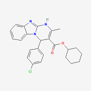 molecular formula C24H24ClN3O2 B11447503 Cyclohexyl 4-(4-chlorophenyl)-2-methyl-1,4-dihydropyrimido[1,2-a]benzimidazole-3-carboxylate 