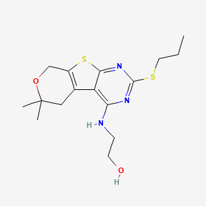 2-[(12,12-dimethyl-5-propylsulfanyl-11-oxa-8-thia-4,6-diazatricyclo[7.4.0.02,7]trideca-1(9),2,4,6-tetraen-3-yl)amino]ethanol