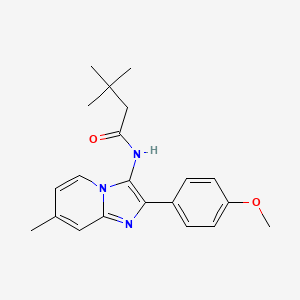 molecular formula C21H25N3O2 B11447525 N-[2-(4-methoxyphenyl)-7-methylimidazo[1,2-a]pyridin-3-yl]-3,3-dimethylbutanamide 