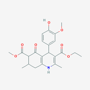 3-Ethyl 6-methyl 4-(4-hydroxy-3-methoxyphenyl)-2,7-dimethyl-5-oxo-1,4,5,6,7,8-hexahydroquinoline-3,6-dicarboxylate