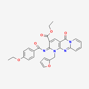 molecular formula C28H24N4O6 B11447598 ethyl 6-(4-ethoxybenzoyl)imino-7-(furan-2-ylmethyl)-2-oxo-1,7,9-triazatricyclo[8.4.0.03,8]tetradeca-3(8),4,9,11,13-pentaene-5-carboxylate 