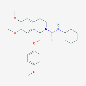 N-cyclohexyl-6,7-dimethoxy-1-((4-methoxyphenoxy)methyl)-3,4-dihydroisoquinoline-2(1H)-carbothioamide