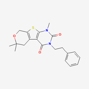 6,12,12-trimethyl-4-(2-phenylethyl)-11-oxa-8-thia-4,6-diazatricyclo[7.4.0.02,7]trideca-1(9),2(7)-diene-3,5-dione