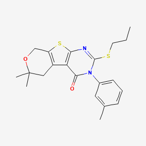 12,12-dimethyl-4-(3-methylphenyl)-5-propylsulfanyl-11-oxa-8-thia-4,6-diazatricyclo[7.4.0.02,7]trideca-1(9),2(7),5-trien-3-one