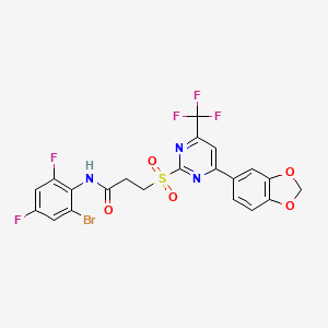 3-{[4-(1,3-benzodioxol-5-yl)-6-(trifluoromethyl)pyrimidin-2-yl]sulfonyl}-N-(2-bromo-4,6-difluorophenyl)propanamide