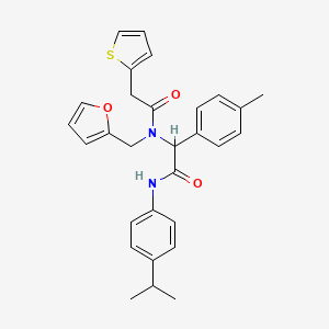 molecular formula C29H30N2O3S B11447690 N-(furan-2-ylmethyl)-N-[1-(4-methylphenyl)-2-oxo-2-{[4-(propan-2-yl)phenyl]amino}ethyl]-2-(thiophen-2-yl)acetamide 