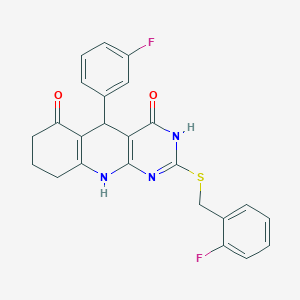 2-[(2-fluorobenzyl)sulfanyl]-5-(3-fluorophenyl)-5,8,9,10-tetrahydropyrimido[4,5-b]quinoline-4,6(3H,7H)-dione