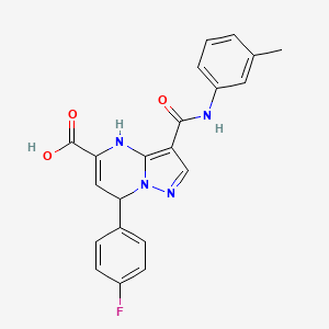 molecular formula C21H17FN4O3 B11447763 7-(4-Fluorophenyl)-3-[(3-methylphenyl)carbamoyl]-4,7-dihydropyrazolo[1,5-a]pyrimidine-5-carboxylic acid 