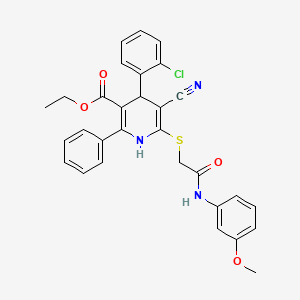 molecular formula C30H26ClN3O4S B11447772 Ethyl 4-(2-chlorophenyl)-5-cyano-6-({2-[(3-methoxyphenyl)amino]-2-oxoethyl}sulfanyl)-2-phenyl-1,4-dihydropyridine-3-carboxylate 