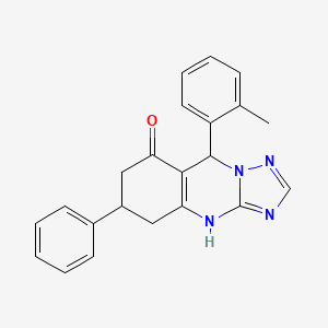 molecular formula C22H20N4O B11447778 9-(2-Methylphenyl)-6-phenyl-5,6,7,9-tetrahydro[1,2,4]triazolo[5,1-b]quinazolin-8-ol 