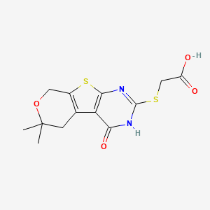 2-[(12,12-dimethyl-3-oxo-11-oxa-8-thia-4,6-diazatricyclo[7.4.0.02,7]trideca-1(9),2(7),5-trien-5-yl)sulfanyl]acetic acid