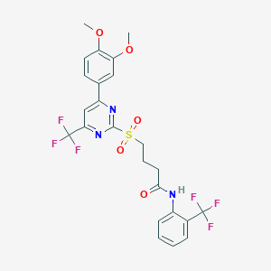 4-{[4-(3,4-dimethoxyphenyl)-6-(trifluoromethyl)pyrimidin-2-yl]sulfonyl}-N-[2-(trifluoromethyl)phenyl]butanamide