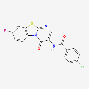 molecular formula C17H9ClFN3O2S B11447803 4-chloro-N-(8-fluoro-4-oxo-4H-pyrimido[2,1-b][1,3]benzothiazol-3-yl)benzamide 