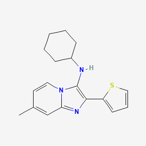 molecular formula C18H21N3S B11447810 N-cyclohexyl-7-methyl-2-(thiophen-2-yl)imidazo[1,2-a]pyridin-3-amine 