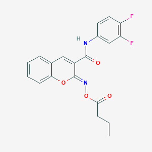 (2Z)-2-[(butanoyloxy)imino]-N-(3,4-difluorophenyl)-2H-chromene-3-carboxamide