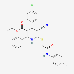 Ethyl 4-(4-chlorophenyl)-5-cyano-6-({2-[(4-methylphenyl)amino]-2-oxoethyl}sulfanyl)-2-phenyl-1,4-dihydropyridine-3-carboxylate