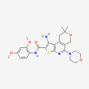 1-Amino-N-(2,4-dimethoxyphenyl)-8,8-dimethyl-5-(4-morpholinyl)-8,9-dihydro-6H-pyrano[4,3-D]thieno[2,3-B]pyridine-2-carboxamide