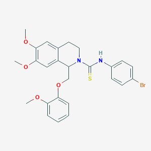 N-(4-bromophenyl)-6,7-dimethoxy-1-((2-methoxyphenoxy)methyl)-3,4-dihydroisoquinoline-2(1H)-carbothioamide