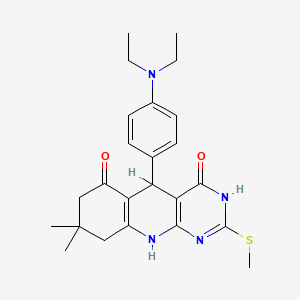 5-[4-(diethylamino)phenyl]-8,8-dimethyl-2-(methylsulfanyl)-5,8,9,10-tetrahydropyrimido[4,5-b]quinoline-4,6(3H,7H)-dione