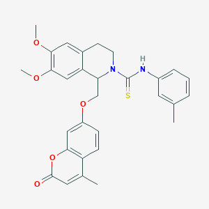 6,7-dimethoxy-1-(((4-methyl-2-oxo-2H-chromen-7-yl)oxy)methyl)-N-(m-tolyl)-3,4-dihydroisoquinoline-2(1H)-carbothioamide