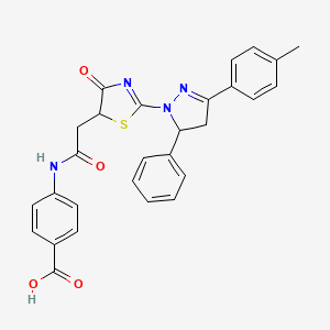 4-[({2-[3-(4-methylphenyl)-5-phenyl-4,5-dihydro-1H-pyrazol-1-yl]-4-oxo-4,5-dihydro-1,3-thiazol-5-yl}acetyl)amino]benzoic acid