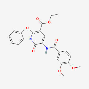 molecular formula C23H20N2O7 B11447913 ethyl 2-[(3,4-dimethoxybenzoyl)amino]-1-oxo-1H-pyrido[2,1-b][1,3]benzoxazole-4-carboxylate 