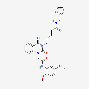 5-[1-{2-[(2,5-dimethoxyphenyl)amino]-2-oxoethyl}-2,4-dioxo-1,4-dihydroquinazolin-3(2H)-yl]-N-(furan-2-ylmethyl)pentanamide