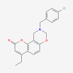 9-(4-chlorobenzyl)-4-ethyl-9,10-dihydro-2H,8H-chromeno[8,7-e][1,3]oxazin-2-one