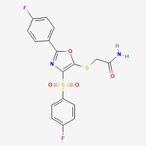 2-((2-(4-Fluorophenyl)-4-((4-fluorophenyl)sulfonyl)oxazol-5-yl)thio)acetamide