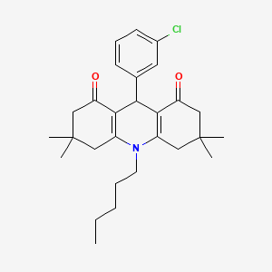 molecular formula C28H36ClNO2 B11447970 9-(3-chlorophenyl)-3,3,6,6-tetramethyl-10-pentyl-3,4,6,7,9,10-hexahydroacridine-1,8(2H,5H)-dione 