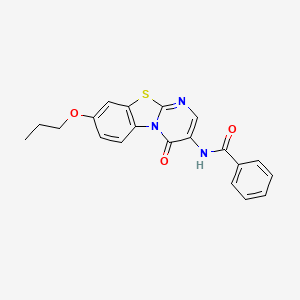 molecular formula C20H17N3O3S B11448045 N-(4-oxo-8-propoxy-4H-pyrimido[2,1-b][1,3]benzothiazol-3-yl)benzamide 