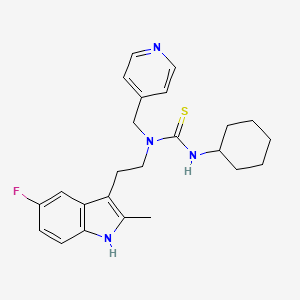 3-cyclohexyl-1-(2-(5-fluoro-2-methyl-1H-indol-3-yl)ethyl)-1-(pyridin-4-ylmethyl)thiourea