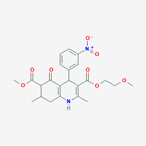 3-(2-Methoxyethyl) 6-methyl 2,7-dimethyl-4-(3-nitrophenyl)-5-oxo-1,4,5,6,7,8-hexahydroquinoline-3,6-dicarboxylate