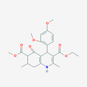 molecular formula C24H29NO7 B11448118 3-Ethyl 6-methyl 4-(2,4-dimethoxyphenyl)-2,7-dimethyl-5-oxo-1,4,5,6,7,8-hexahydroquinoline-3,6-dicarboxylate 