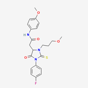 2-[1-(4-fluorophenyl)-3-(3-methoxypropyl)-5-oxo-2-thioxoimidazolidin-4-yl]-N-(4-methoxyphenyl)acetamide