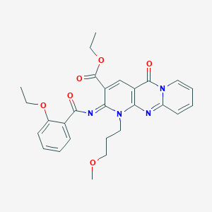 ethyl 6-(2-ethoxybenzoyl)imino-7-(3-methoxypropyl)-2-oxo-1,7,9-triazatricyclo[8.4.0.03,8]tetradeca-3(8),4,9,11,13-pentaene-5-carboxylate