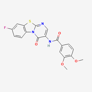 molecular formula C19H14FN3O4S B11448150 N-(8-fluoro-4-oxo-4H-pyrimido[2,1-b][1,3]benzothiazol-3-yl)-3,4-dimethoxybenzamide 