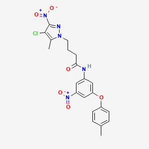 molecular formula C21H20ClN5O6 B11448160 4-(4-chloro-5-methyl-3-nitro-1H-pyrazol-1-yl)-N-[3-(4-methylphenoxy)-5-nitrophenyl]butanamide 