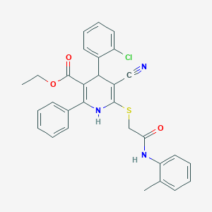 Ethyl 4-(2-chlorophenyl)-5-cyano-6-({2-[(2-methylphenyl)amino]-2-oxoethyl}sulfanyl)-2-phenyl-1,4-dihydropyridine-3-carboxylate