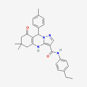 N-(4-ethylphenyl)-6,6-dimethyl-9-(4-methylphenyl)-8-oxo-4,5,6,7,8,9-hexahydropyrazolo[5,1-b]quinazoline-3-carboxamide