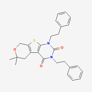 12,12-dimethyl-4,6-bis(2-phenylethyl)-11-oxa-8-thia-4,6-diazatricyclo[7.4.0.02,7]trideca-1(9),2(7)-diene-3,5-dione