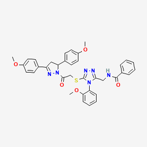 N-{[5-({2-[3,5-Bis(4-methoxyphenyl)-4,5-dihydro-1H-pyrazol-1-YL]-2-oxoethyl}sulfanyl)-4-(2-methoxyphenyl)-4H-1,2,4-triazol-3-YL]methyl}benzamide