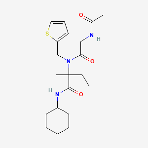 molecular formula C20H31N3O3S B11448191 N-acetylglycyl-N-cyclohexyl-N~2~-(thiophen-2-ylmethyl)isovalinamide 